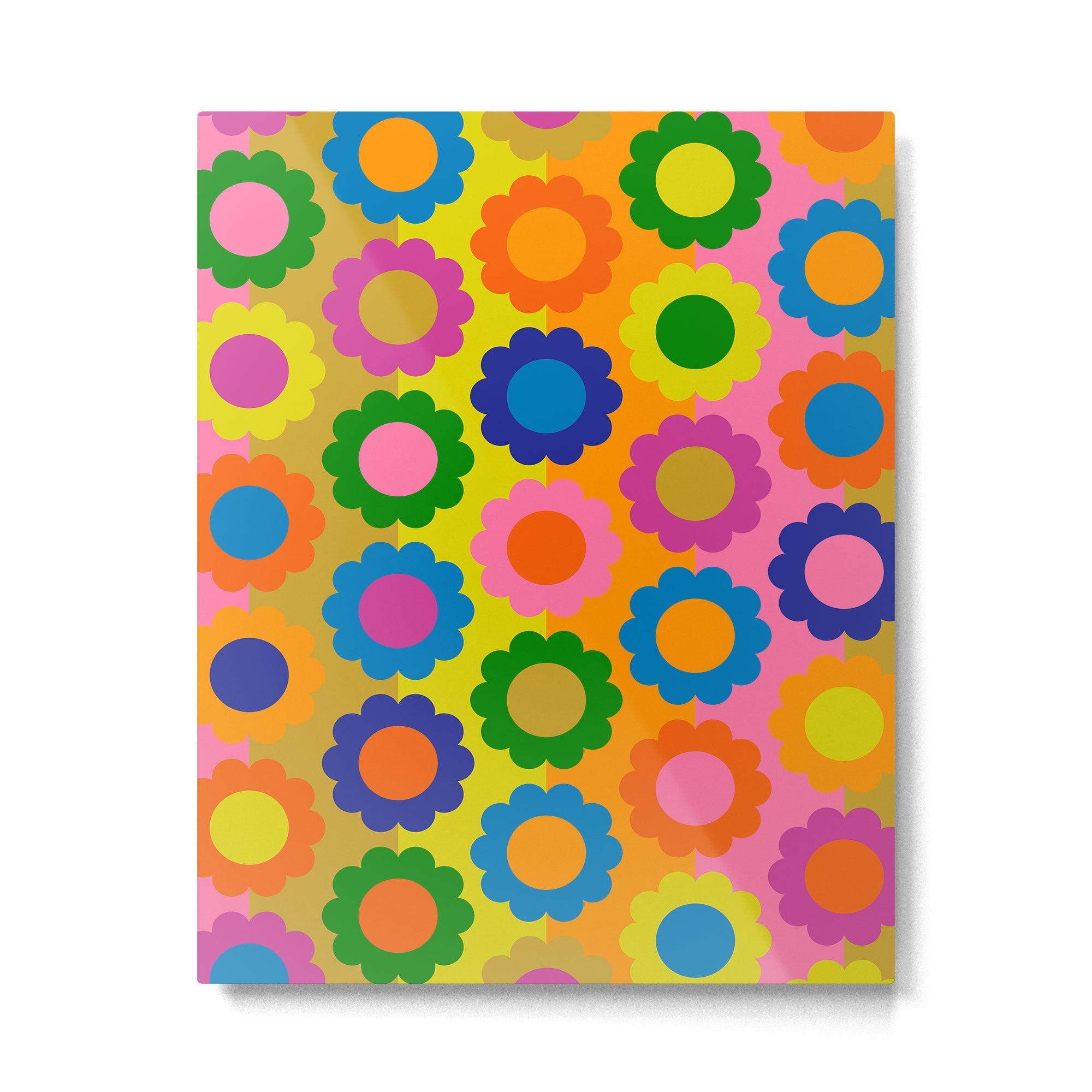 Happy Flowers Colorful Retro Maximalist Pattern Metal Print Gallery Image 6