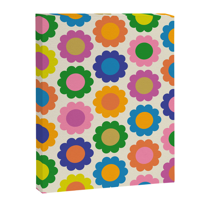 Happy Flowers Colorful Springtime Pattern Canvas Print Gallery Image 1