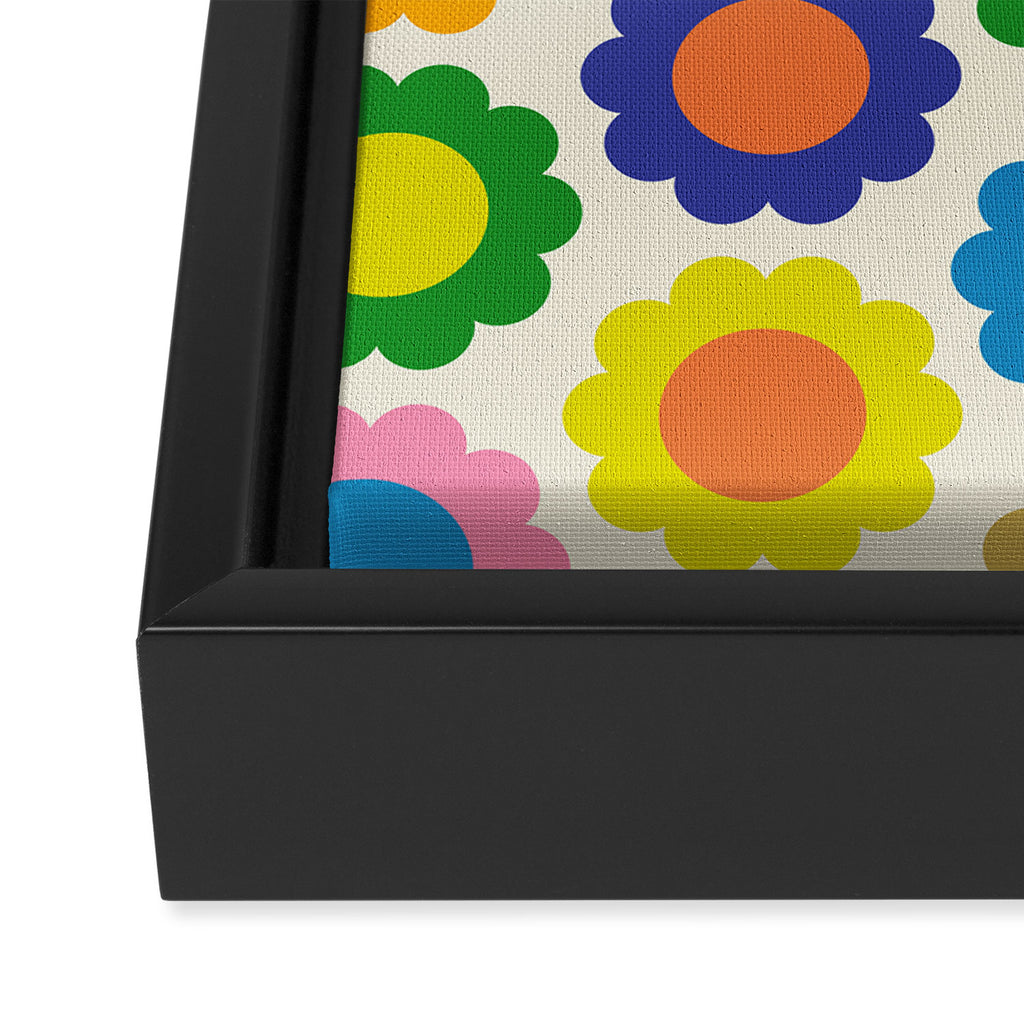 Happy Flowers Colorful Springtime Pattern Framed Canvas Print Gallery Image 3
