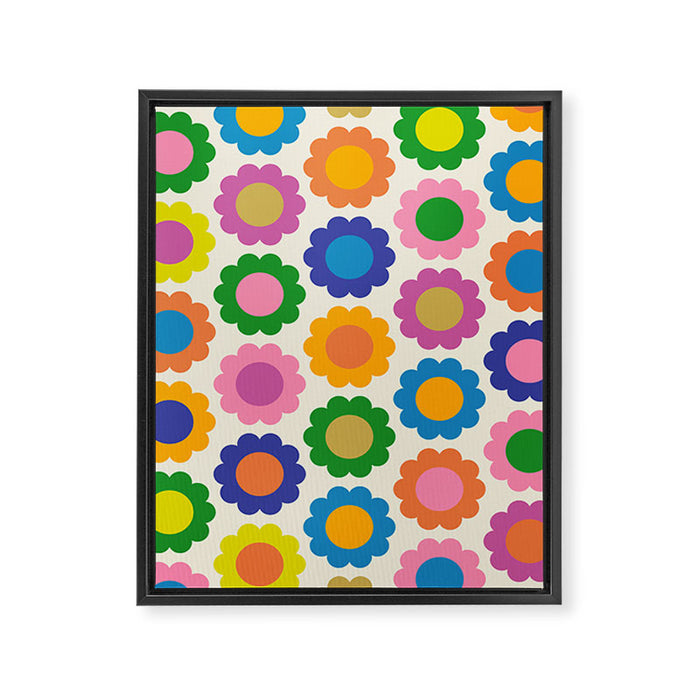 Happy Flowers Colorful Springtime Pattern Framed Canvas Print Gallery Image 1