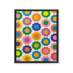 Happy Flowers Colorful Springtime Pattern Framed Canvas Print Gallery Image 8