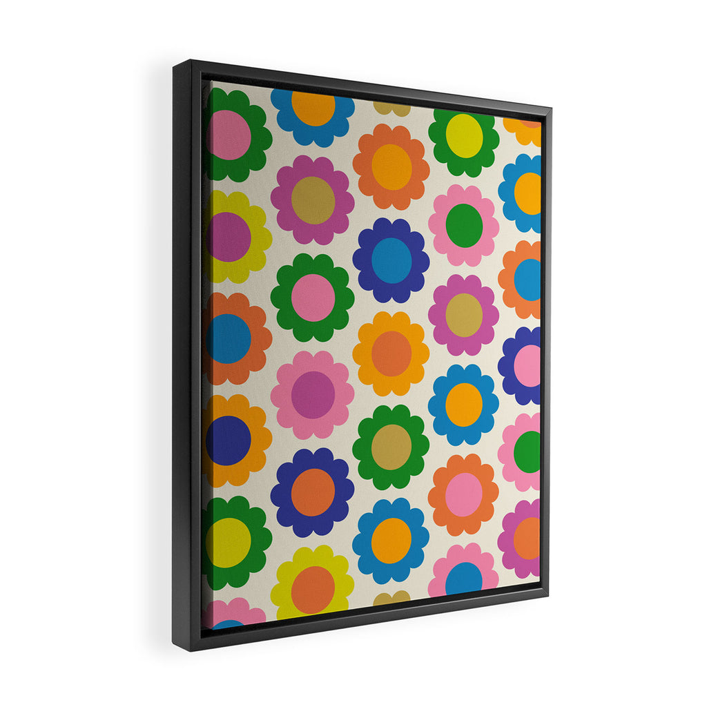 Happy Flowers Colorful Springtime Pattern Framed Canvas Print Gallery Image 2