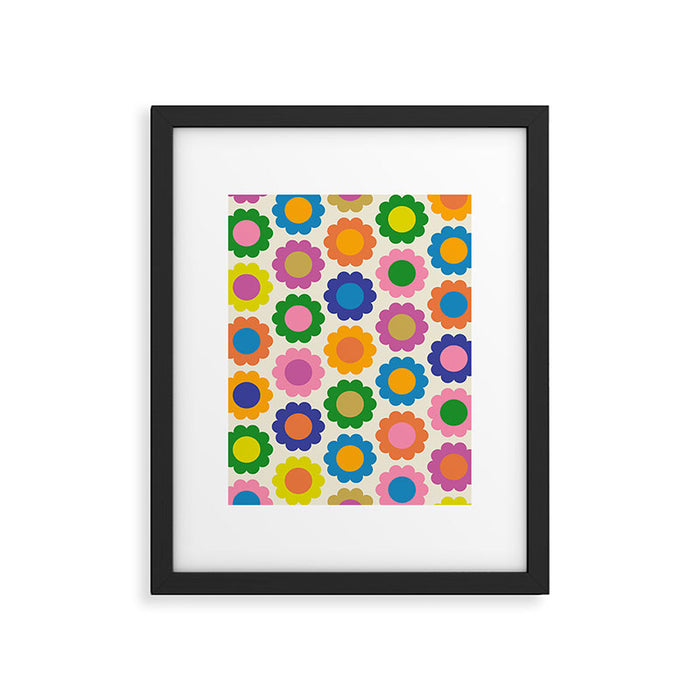 Happy Flowers Colorful Springtime Pattern Framed Art Print Gallery Image 1