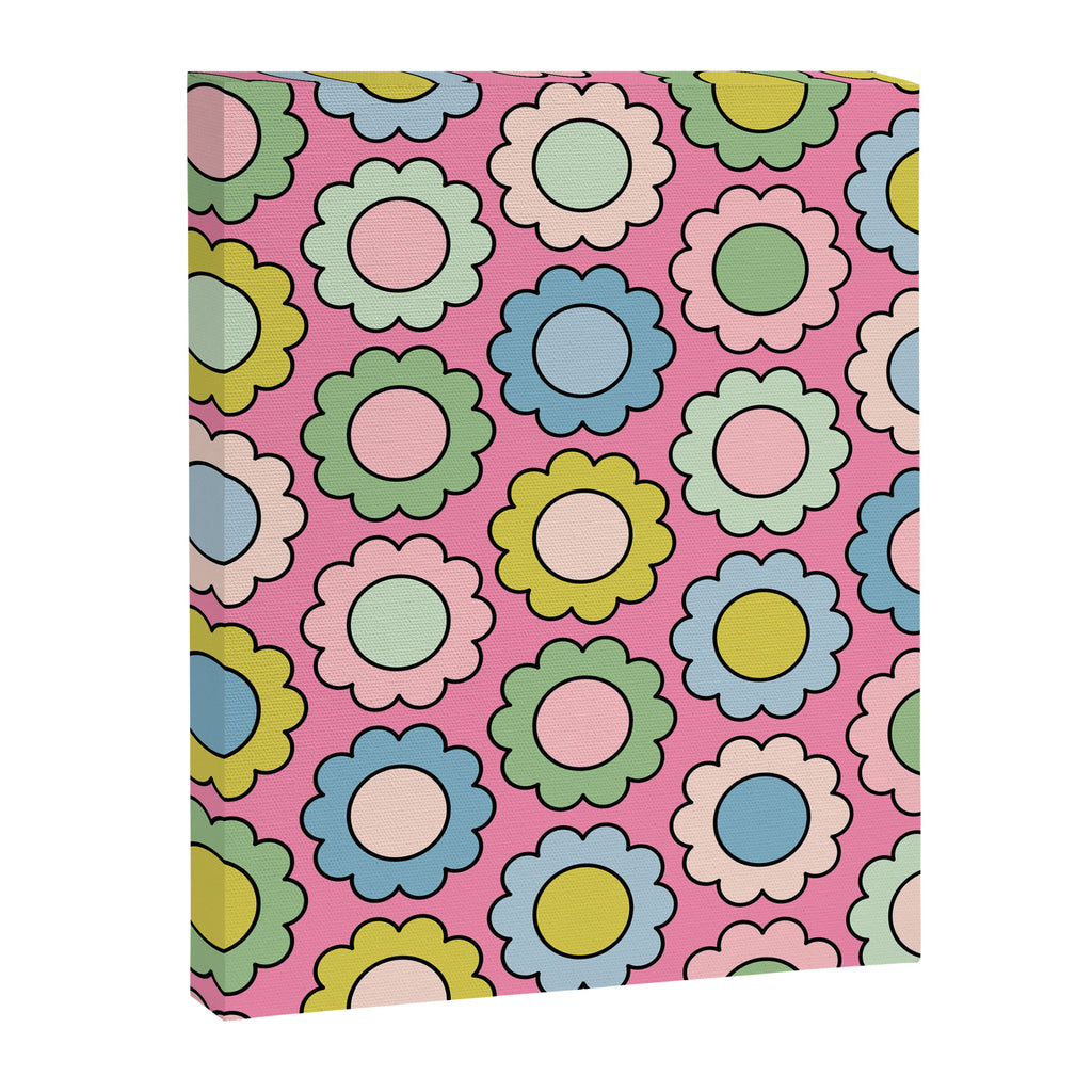 Happy Flowers Pink Pastel Spring Pattern Canvas Print Gallery Image 8