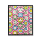 Happy Flowers Pink Pastel Spring Pattern Framed Canvas Print Gallery Image 8