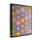 Happy Flowers Pink Pastel Spring Pattern Framed Canvas Print Gallery Image 2