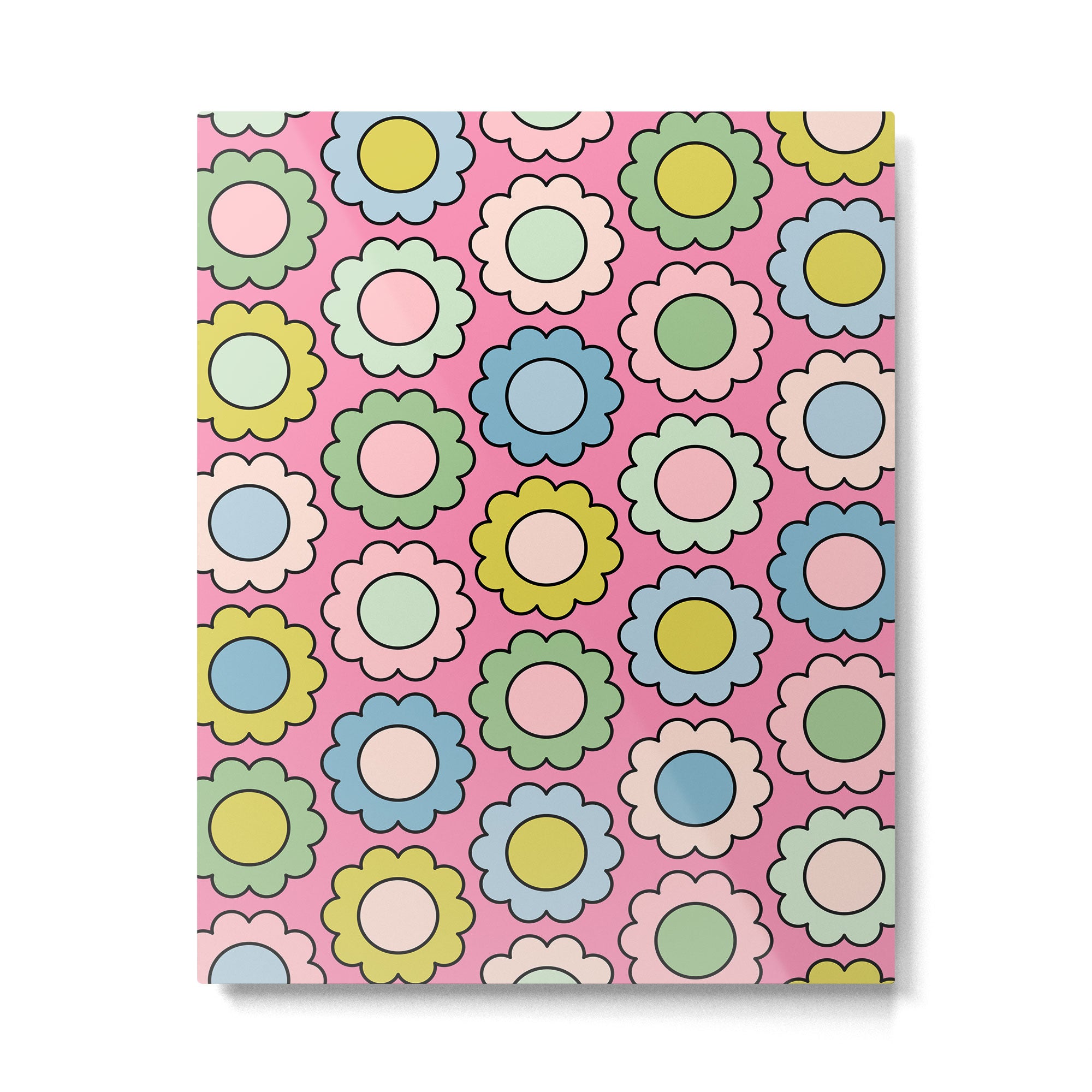 Happy Flowers Pink Pastel Spring Pattern Metal Print Gallery Image 6
