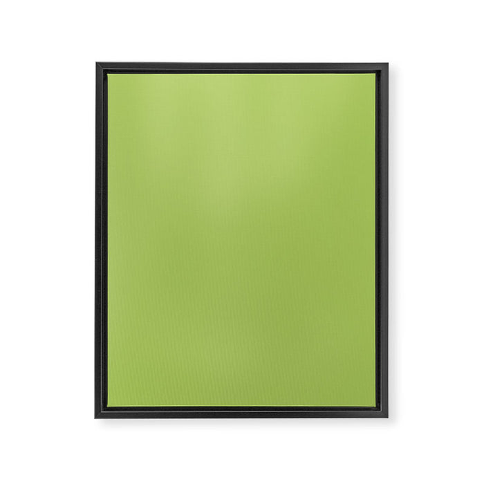 Happy Light Lime Green Solid Framed Canvas Print Gallery Image 1