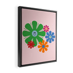 Happy Retro Flowers 60s 70s Smiley Face Colorful Spring Floral on Pink Framed Canvas Print Gallery Image 2