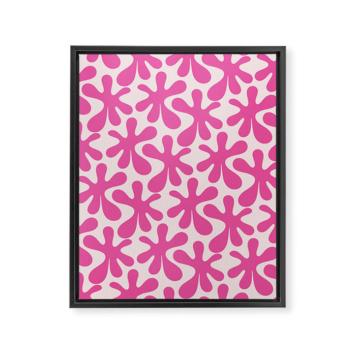 Hot Pink Amoeba Dance Funky Abstract Pattern Framed Canvas Print Gallery Image 1