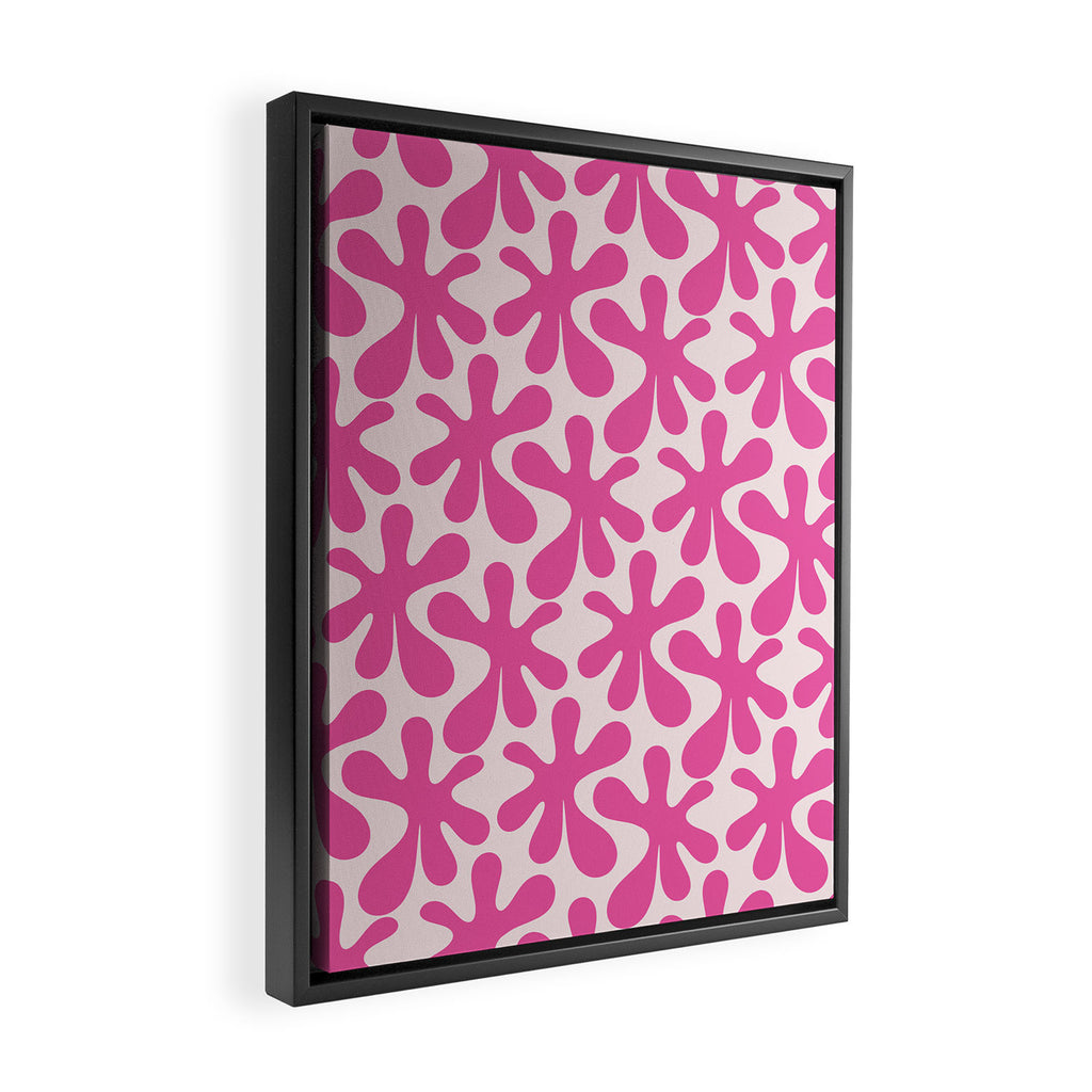 Hot Pink Amoeba Dance Funky Abstract Pattern Framed Canvas Print Gallery Image 2