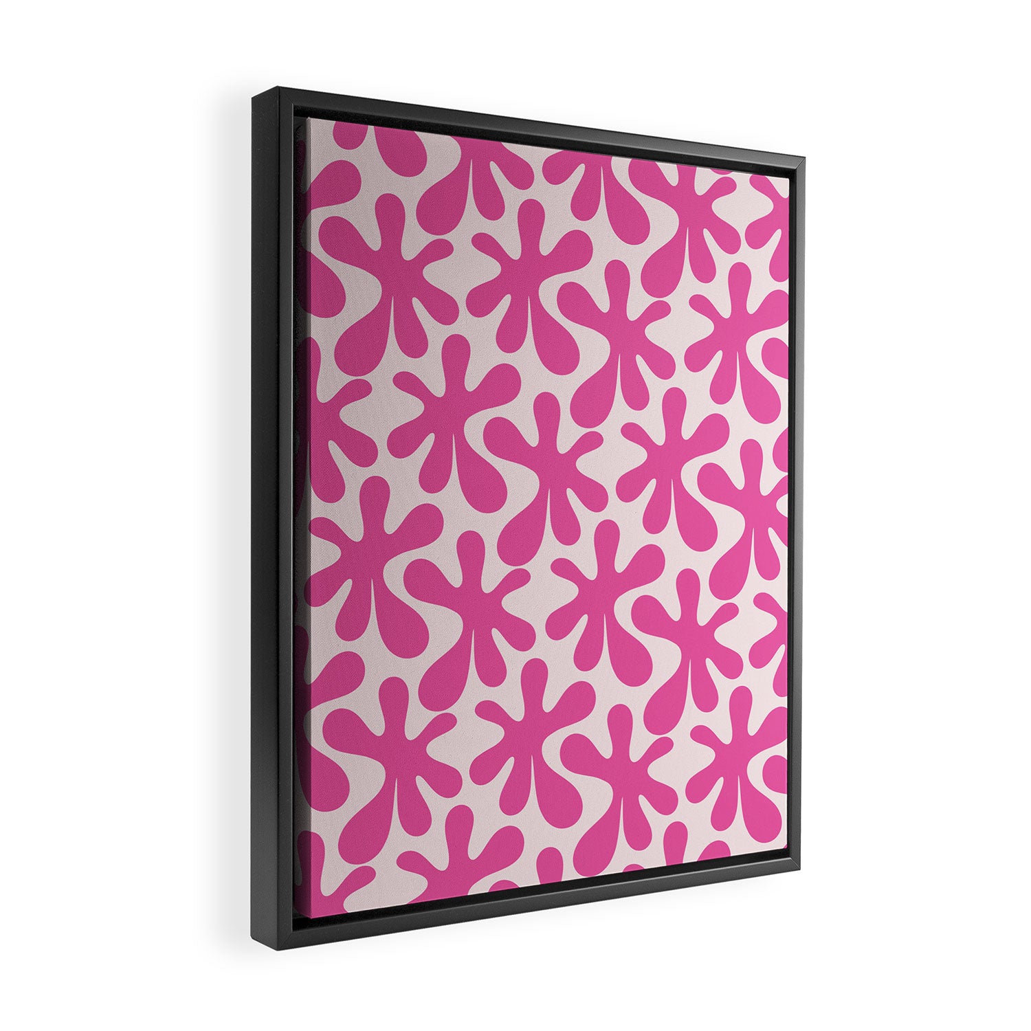 Hot Pink Amoeba Dance Funky Abstract Pattern Framed Canvas Print Gallery Image 2