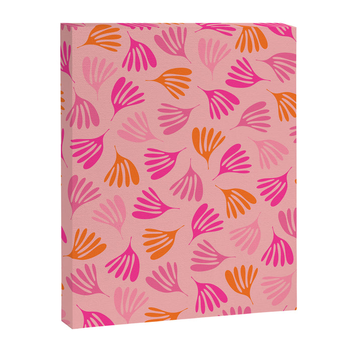 Hot Pink and Orange Wispy Leaves Modern Botanical Abstract Pattern Canvas Print Gallery Image 1