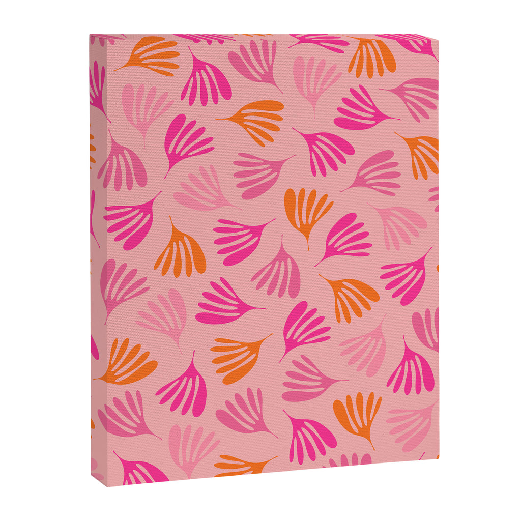 Hot Pink and Orange Wispy Leaves Modern Botanical Abstract Pattern Canvas Print Gallery Image 6