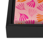 Hot Pink and Orange Wispy Leaves Modern Botanical Abstract Pattern Framed Canvas Print Gallery Image 3
