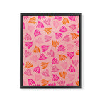 Hot Pink and Orange Wispy Leaves Modern Botanical Abstract Pattern Framed Canvas Print Gallery Image 6