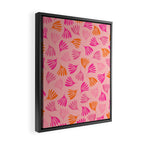 Hot Pink and Orange Wispy Leaves Modern Botanical Abstract Pattern Framed Canvas Print Gallery Image 2
