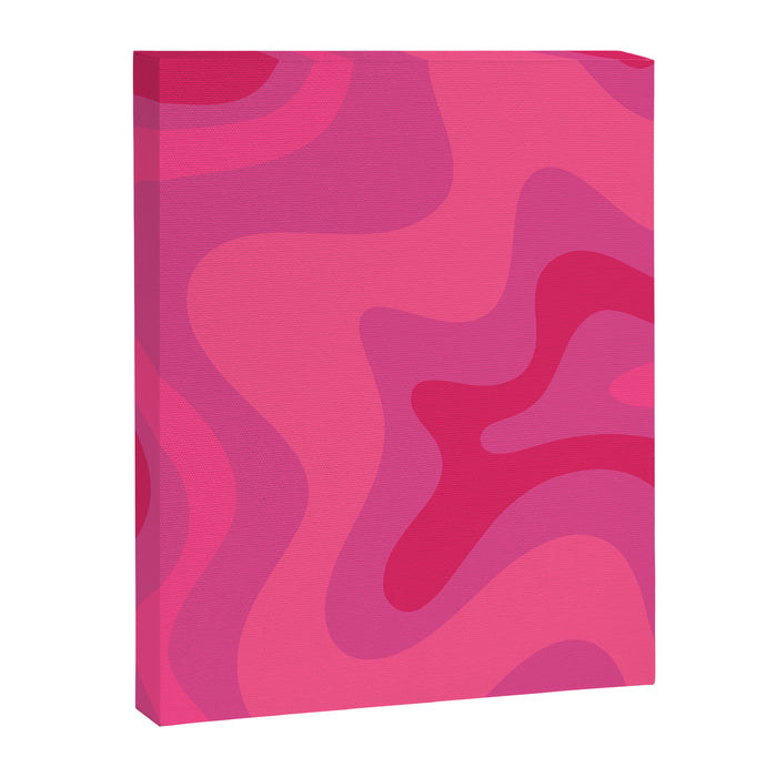 Hot Pink Maximalist Retro Liquid Swirl Abstract Pattern Square Canvas Print Gallery Image 1