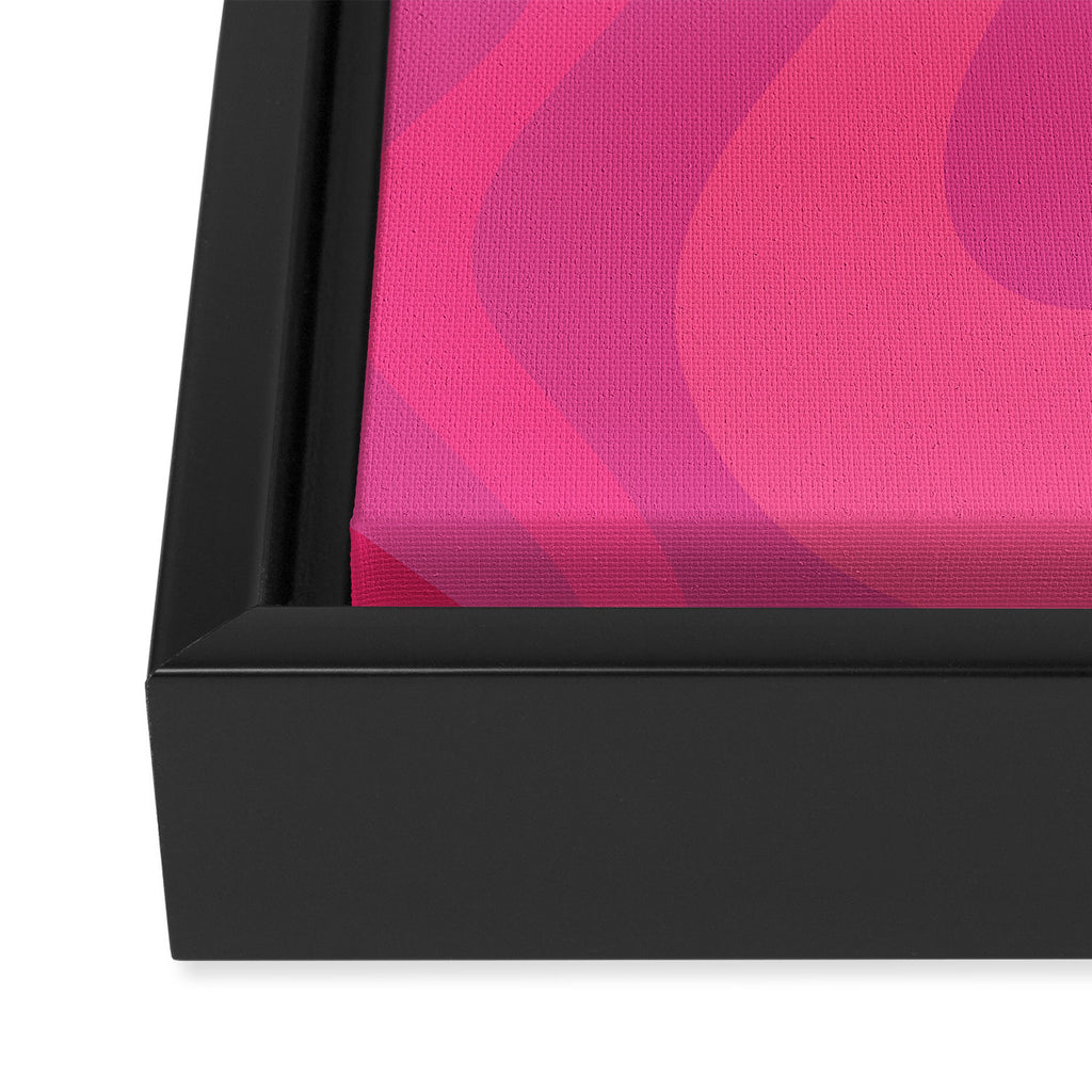 Hot Pink Maximalist Retro Liquid Swirl Abstract Pattern Square Framed Canvas Print Gallery Image 3