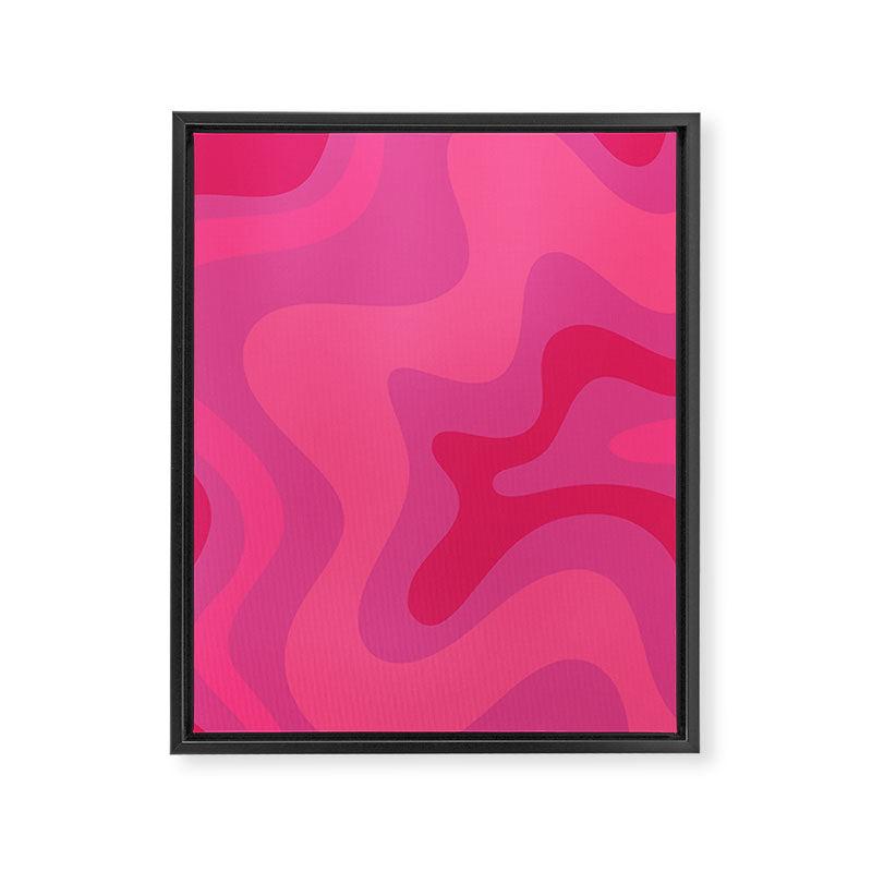 Hot Pink Maximalist Retro Liquid Swirl Abstract Pattern Square Framed Canvas Print Gallery Image 6