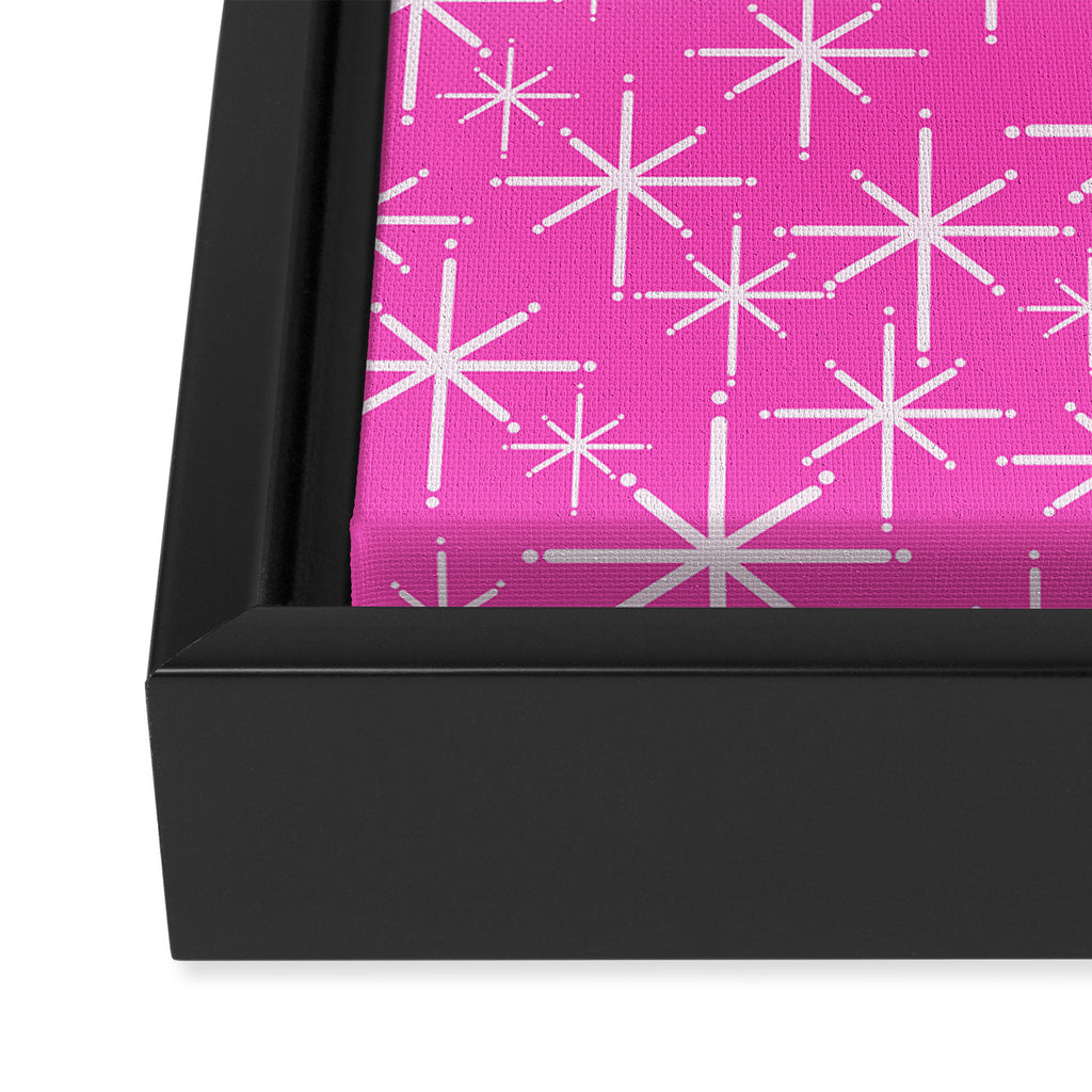 Hot Pink Mid Century Modern Twinkling Stars Retro Atomic Pattern Framed Canvas Print Gallery Image 3