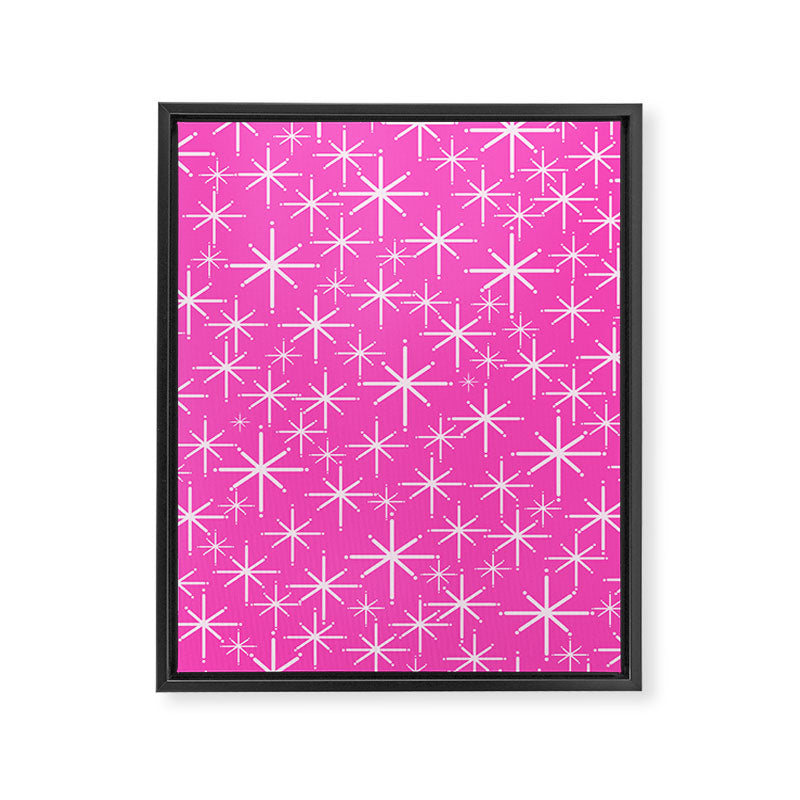 Hot Pink Mid Century Modern Twinkling Stars Retro Atomic Pattern Framed Canvas Print Gallery Image 8