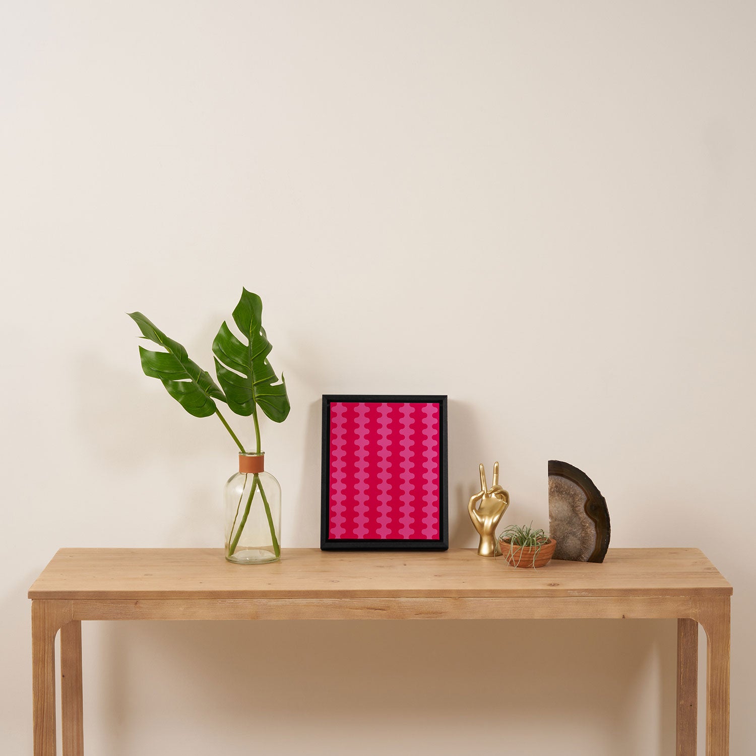 Hot Pink Ogee A-Go-Go Vivid Retro Pop Pattern Framed Canvas Print Gallery Image 4
