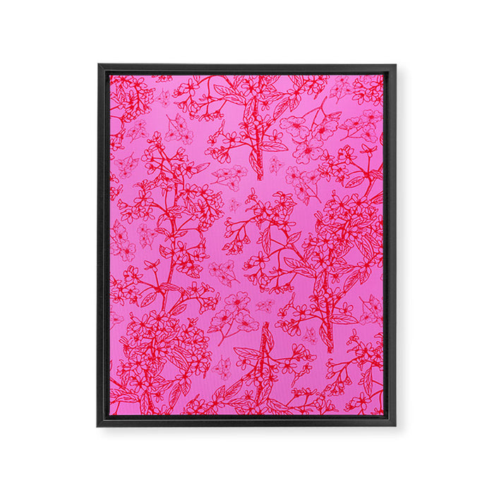 Hot Pink Y2K Grasmere Garden Vintage Modern Floral Botanical Pattern  Framed Canvas Print Gallery Image 1