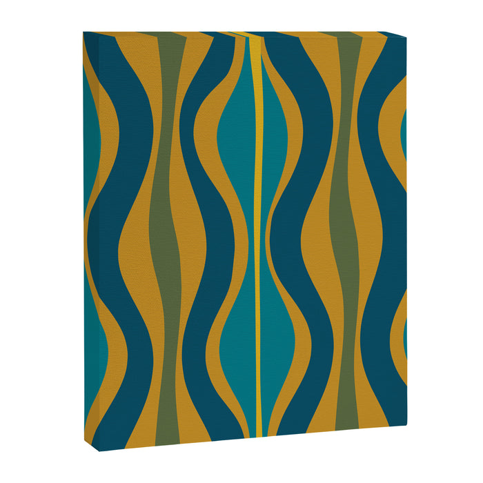 Hourglass Abstract Mid Century Modern Pattern in Moroccan Blue, Green, Teal, and Mustard Canvas Print Gallery Image 1
