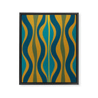 Hourglass Abstract Mid Century Modern Pattern in Moroccan Blue, Green, Teal, and Mustard Framed Canvas Print Gallery Image 6