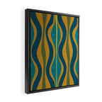 Hourglass Abstract Mid Century Modern Pattern in Moroccan Blue, Green, Teal, and Mustard Framed Canvas Print Gallery Image 2