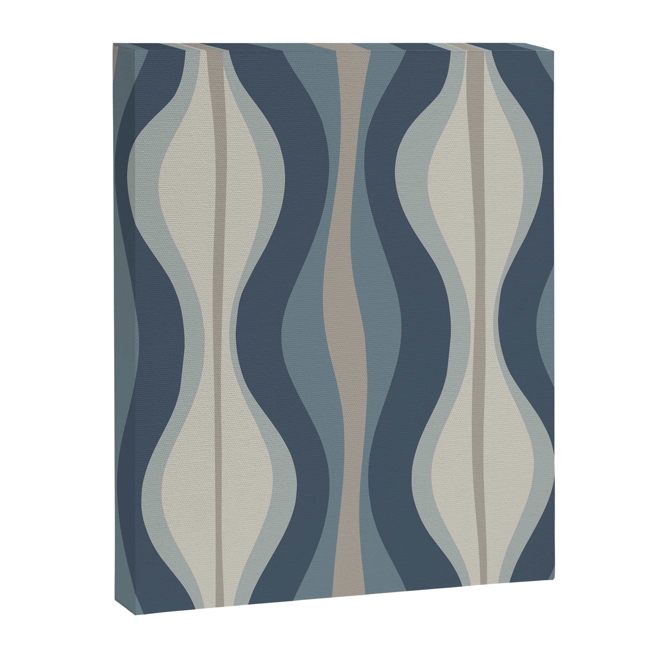 Hourglass Abstract Mid Century Modern Pattern in Neutral Blue Gray Tones Canvas Print Gallery Image 6