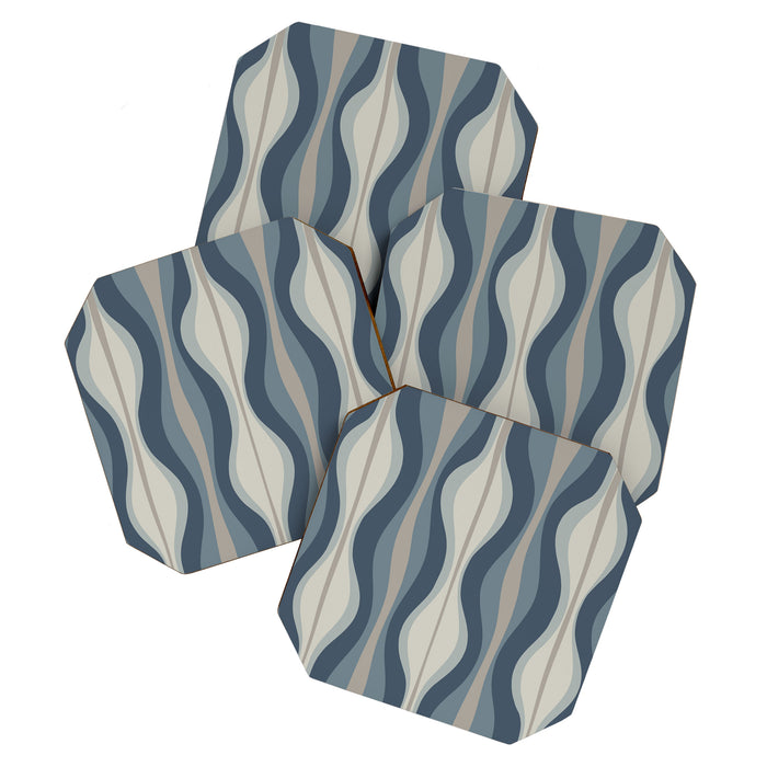 Hourglass Abstract Mid Century Modern Pattern in Neutral Blue Gray Tones Coaster Gallery Image 1