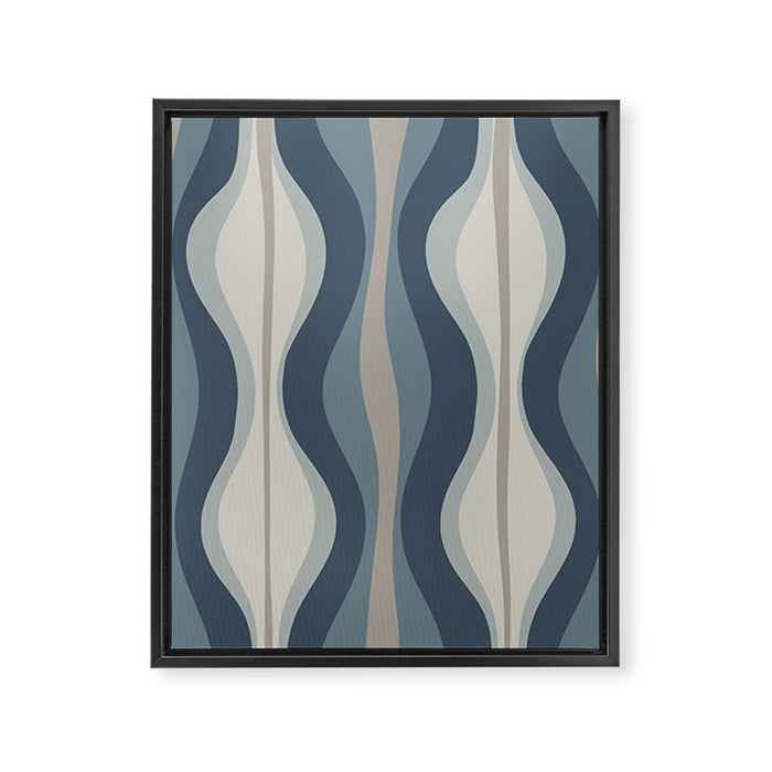Hourglass Abstract Mid Century Modern Pattern in Neutral Blue Gray Tones Framed Canvas Print Gallery Image 1