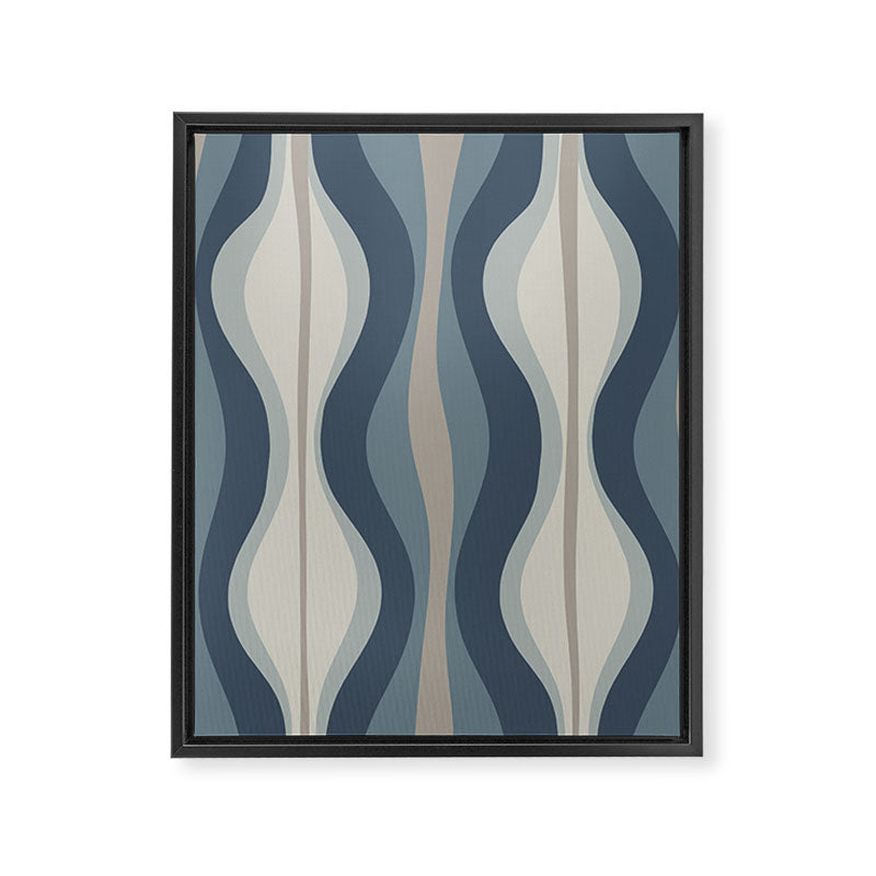 Hourglass Abstract Mid Century Modern Pattern in Neutral Blue Gray Tones Framed Canvas Print Gallery Image 6