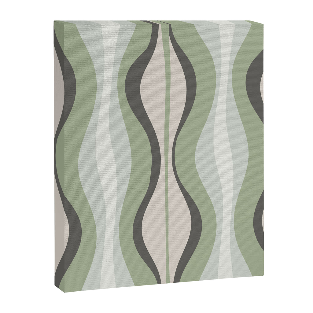 Hourglass Abstract Mid Century Modern Pattern in Sage Green, Gray, and Cream Beige Canvas Print Gallery Image 6