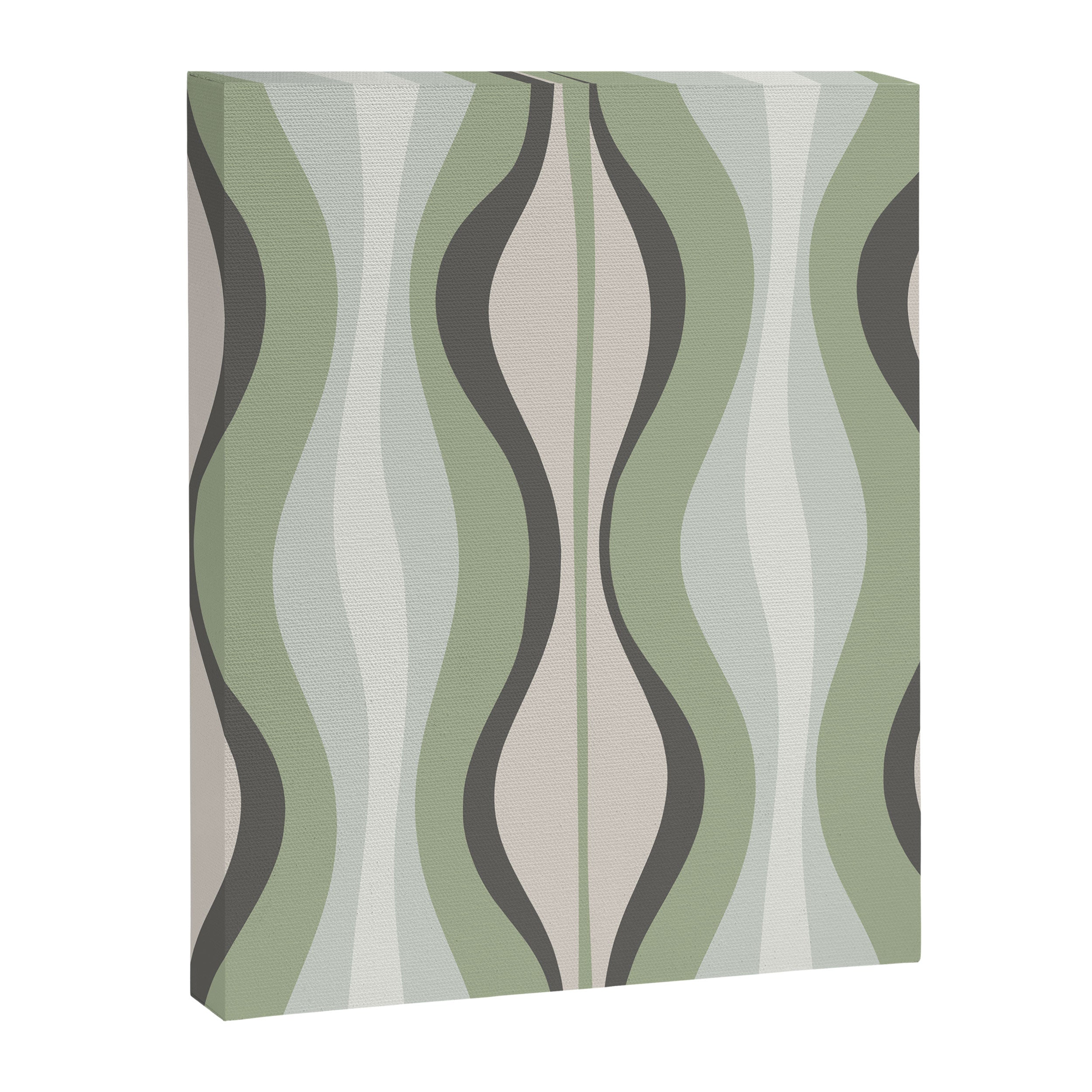 Hourglass Abstract Mid Century Modern Pattern in Sage Green, Gray, and Cream Beige Canvas Print Gallery Image 6