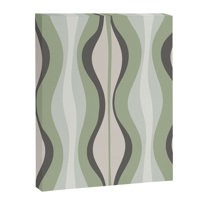 Hourglass Abstract Mid Century Modern Pattern in Sage Green, Gray, and Cream Beige Canvas Print Gallery Image 1