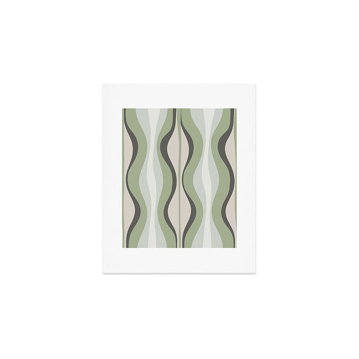 Hourglass Abstract Mid Century Modern Pattern in Sage Green, Gray, and Cream Beige Art Print Gallery Image 1