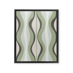 Hourglass Abstract Mid Century Modern Pattern in Sage Green, Gray, and Cream Beige Framed Canvas Print Gallery Image 6