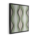 Hourglass Abstract Mid Century Modern Pattern in Sage Green, Gray, and Cream Beige Framed Canvas Print Gallery Image 2