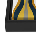 Hourglass Abstract Mid Century Modern Retro Pattern in Mustard Yellow, Navy Blue, Grey, and White Framed Canvas Print Gallery Image 3