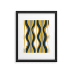 Hourglass Abstract Mid Century Modern Retro Pattern in Mustard Yellow, Navy Blue, Grey, and White Framed Art Print Gallery Image 4