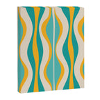 Hourglass Abstract Midcentury Modern Pattern Turquoise Teal Mustard Beige Cream Canvas Print Gallery Image 6