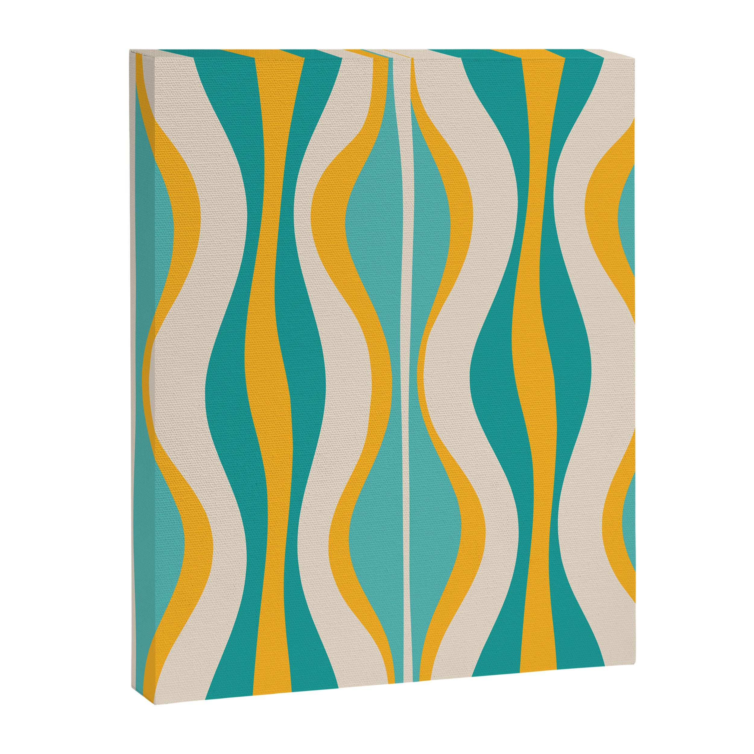 Hourglass Abstract Midcentury Modern Pattern Turquoise Teal Mustard Beige Cream Canvas Print Gallery Image 6