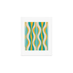 Hourglass Abstract Midcentury Modern Pattern Turquoise Teal Mustard Beige Cream Art Print Gallery Image 1