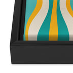 Hourglass Abstract Midcentury Modern Pattern Turquoise Teal Mustard Beige Cream Framed Canvas Print Gallery Image 3