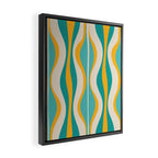 Hourglass Abstract Midcentury Modern Pattern Turquoise Teal Mustard Beige Cream Framed Canvas Print Gallery Image 2