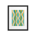 Hourglass Abstract Midcentury Modern Pattern Turquoise Teal Mustard Beige Cream Framed Art Print Gallery Image 4