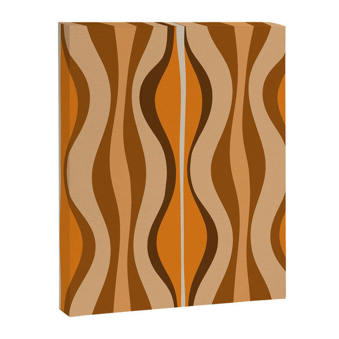 Hourglass Abstract Mid-century Modern Pattern in 70s Brown Orange Beige Canvas Print Gallery Image 1